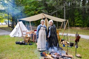 Camp followers preparing food in the early 1800s